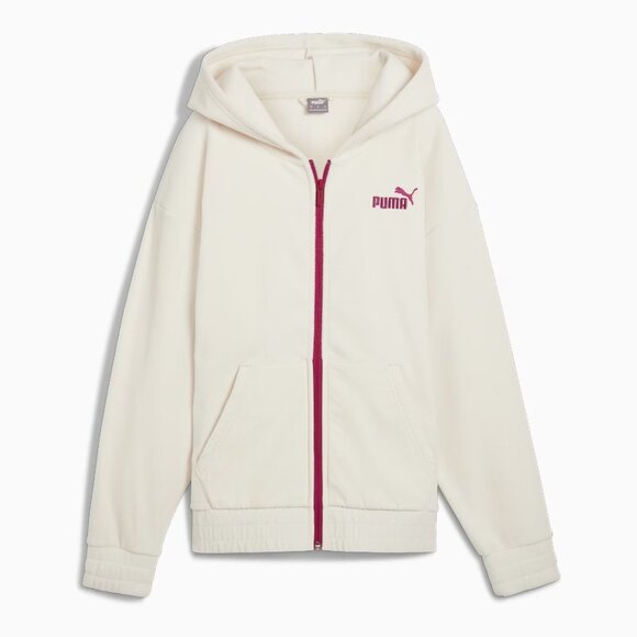 Puma ESS ELEVATED Full-Zip Off White Hoodie In Large - Picture 1 of 14